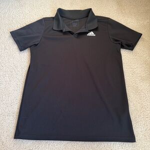 Adidas Youth 3-Stripe Golf Polo Shirt Black AA7941 Size L 14/16